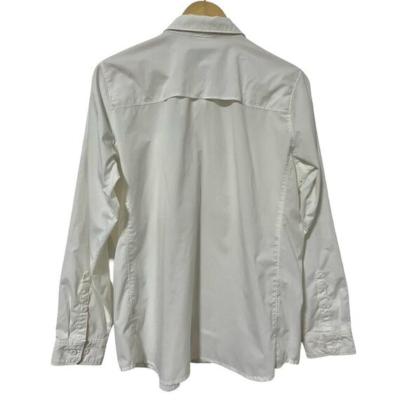 LL Bean Womens Tropicwear Button Down Long Sleeve Shirt Size L White UPF 50+ - Picture 2 of 10